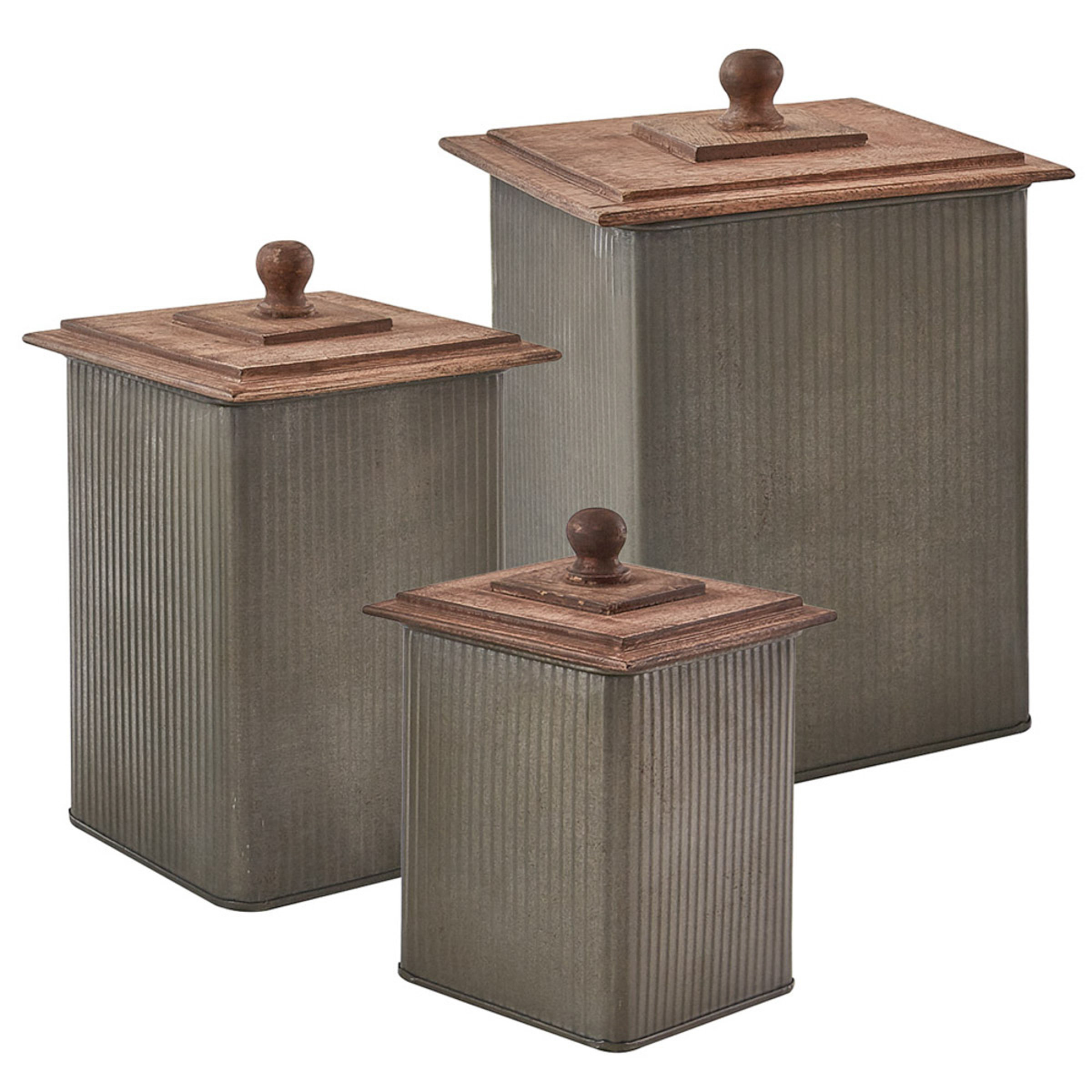 Williston Forge Norwood Canisters With Wood Lids Set & Reviews | Wayfair