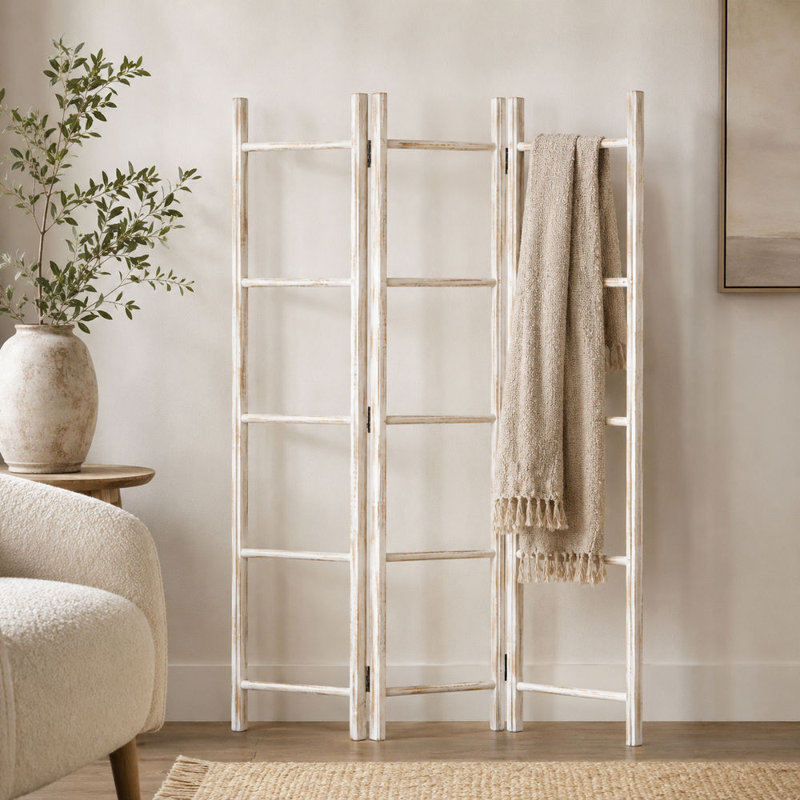 Échelle à 3 tablettes en bois blanc 48 po x 2 po x 71 po