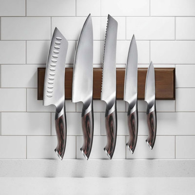 6 Piece Knife Set With Magnetic Holder, High Carbon Stainless Steel Knives For Kitchen Use