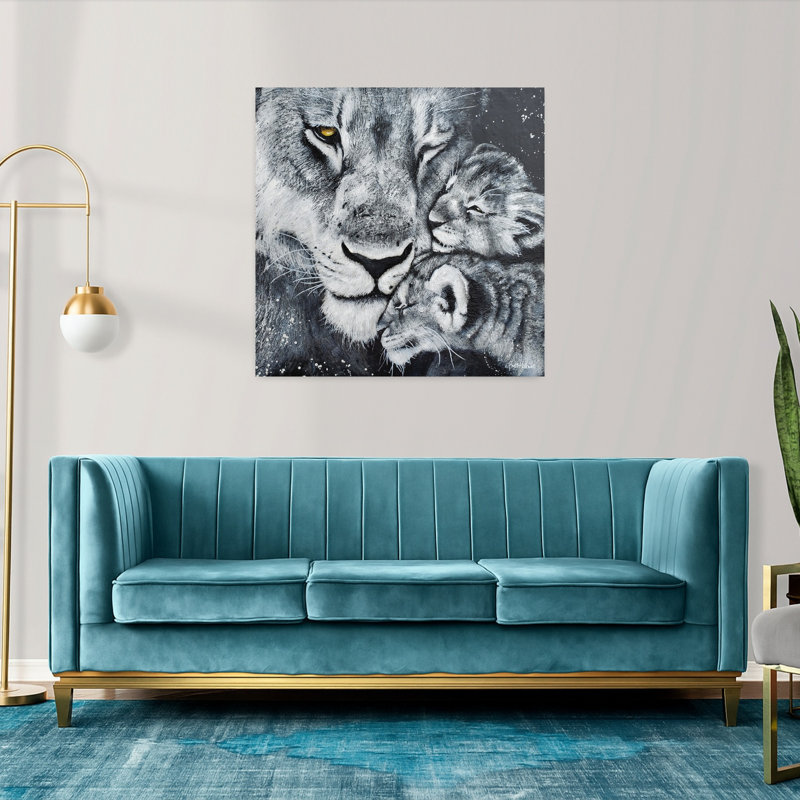 Lionne, art contemporain de lion, H 36 po x l 36 po