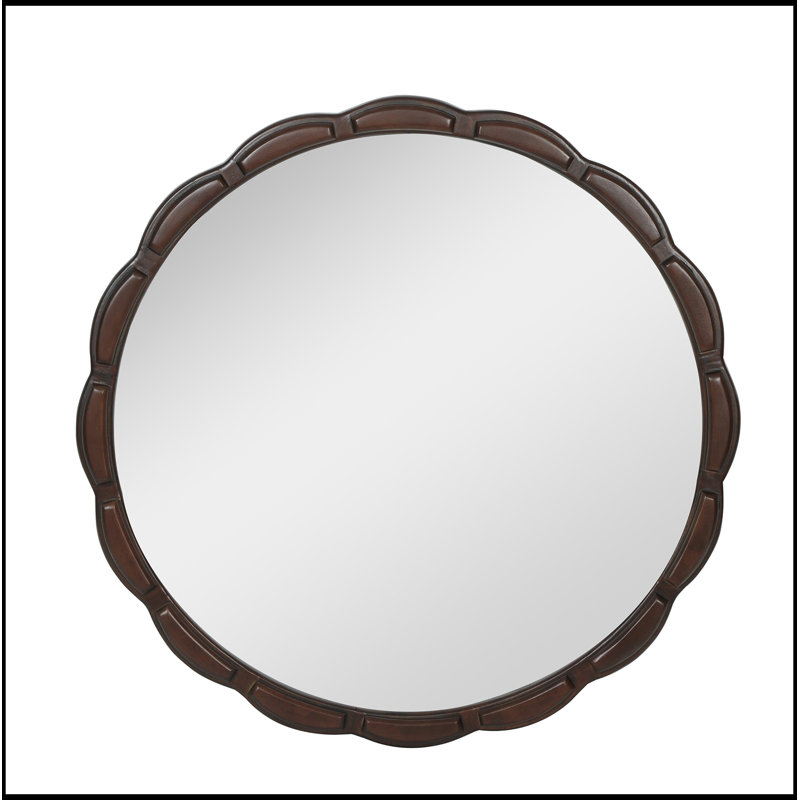 Parrett rond avec cadre en bois, Noyer brun