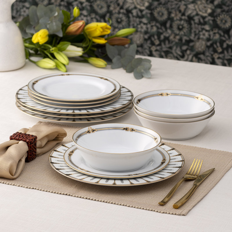 Noritake Empire Gold 12-Piece Dinnerware Set, Service for 4