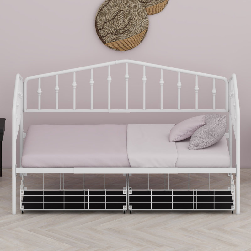 Le lit de jour avec tiroirs de rangement offre une fabrication durable et un style polyvalent pour les chambres d'amis, White