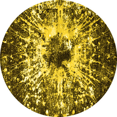 Tapis rond en laine / polyester tissé à la machine de 8 pi de couleur jaune / vert