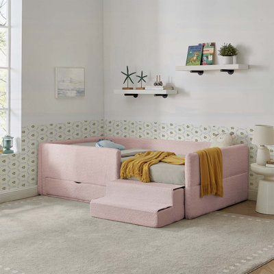 Multi-Functional Bed with Guardrails,Storage,and Safety Step Stool