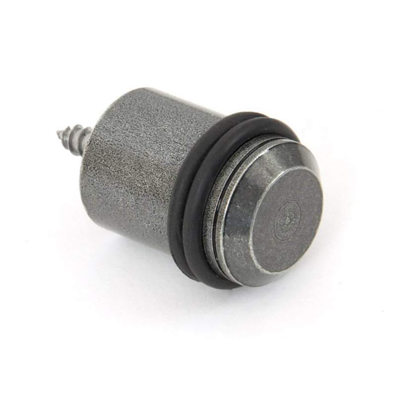 Floor Mounted Steel Floor Door Stop, Pewter Patina