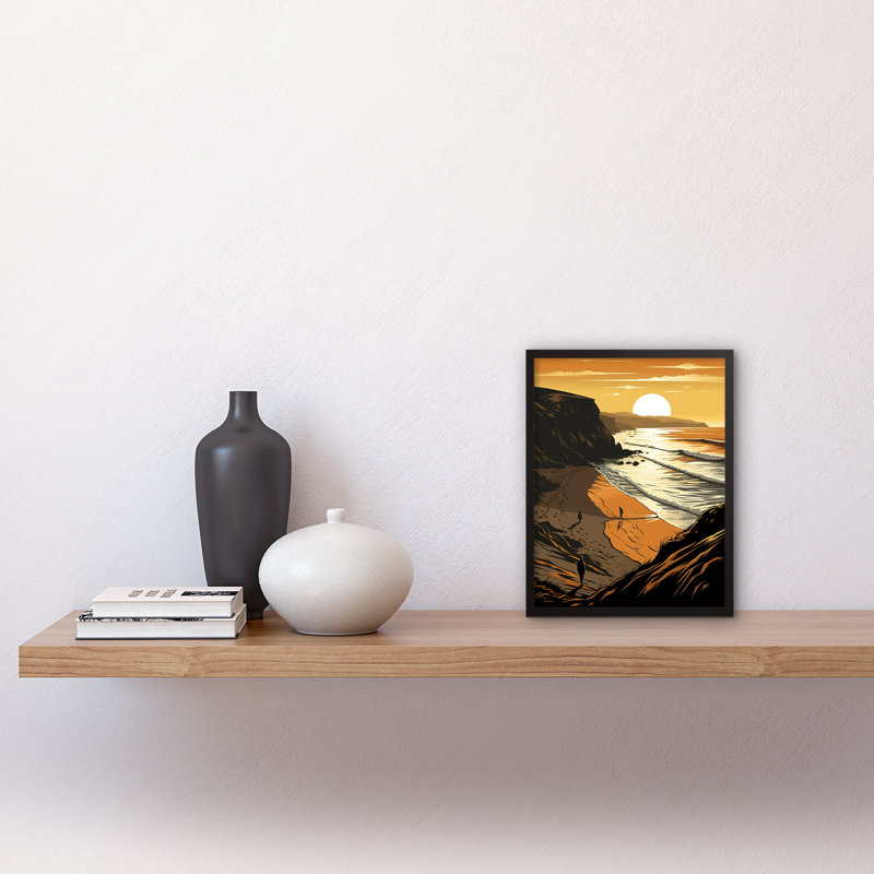 Calhan Atmospheric Sunset At Beach Cove Coastal Landscape - Single Picture Frame Print