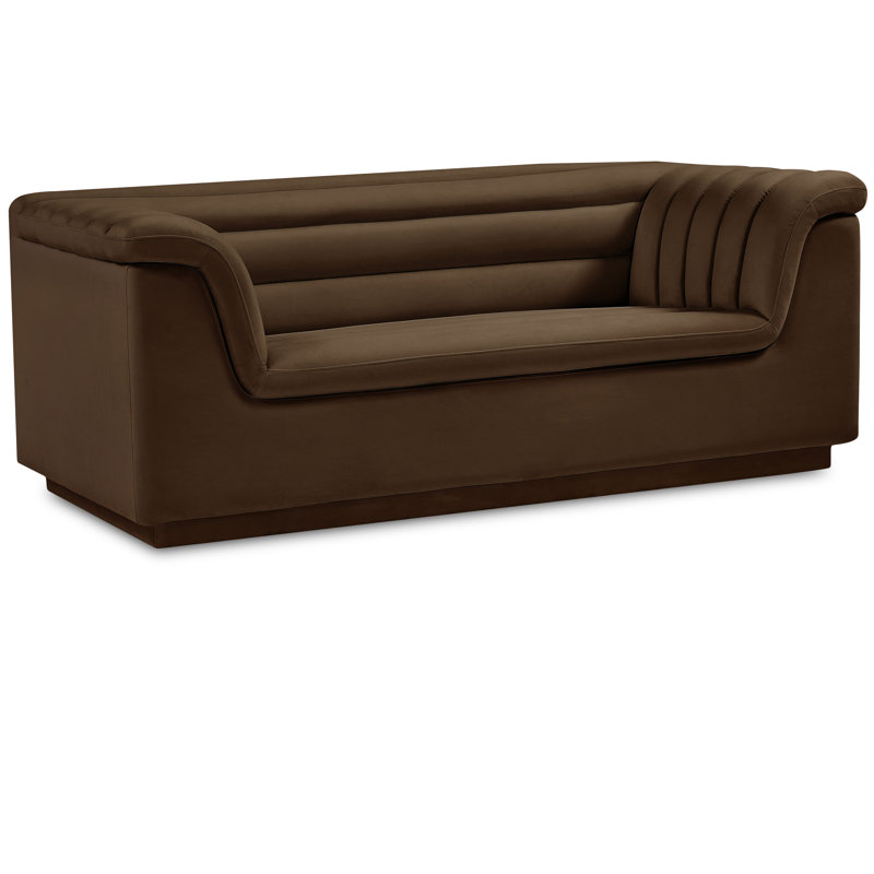 Hoskie 72'' Velvet Loveseat, Brown Velvet