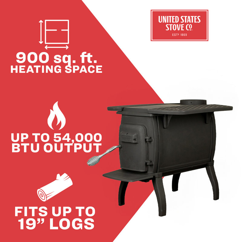 Us Stove 900 Sq Ft Cast Iron Wood Stove With Side Tables
