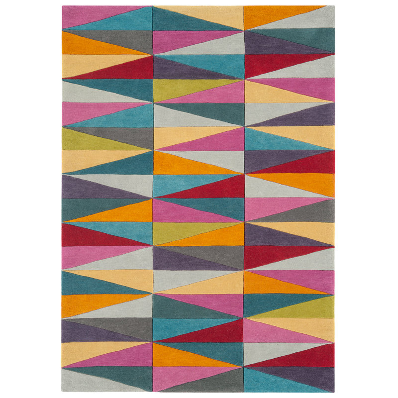 Nar Hand Tufted Wool Pink/Blue/Yellow Rug, Rectangle 200 x 300cm