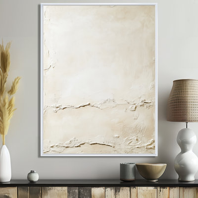 «Soft Plaster Paint Layers III», art mural minimaliste beige encadré
