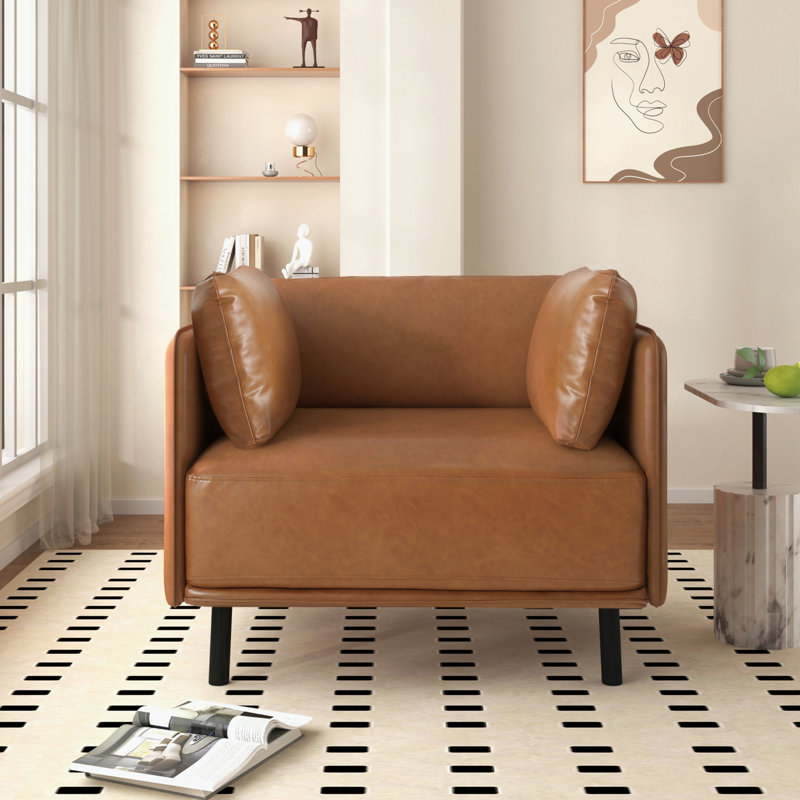 Chaise longue rembourrée avec revêtement Raab, Similicuir brun