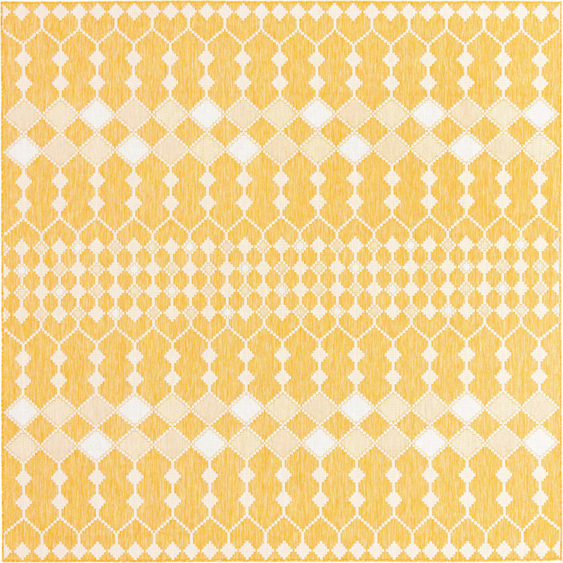Tapis intérieur / extérieur jaune Artressia, Carré 10 pi