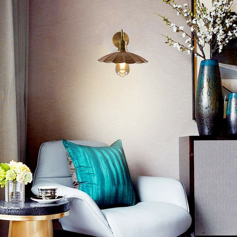Rayden Armed Sconce, Brushed Copper