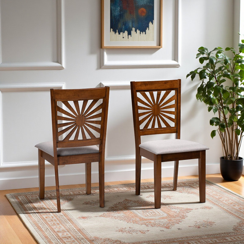 Marley Gray Fabric and Dark Brown Solid Wood Dining Chair, 37.29'' H X 18.37'' W X 17.57'' D, Brown