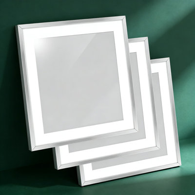 Set Of 3 Premium 12X12 Square Picture Frames With Tempered Glass And Mat, Silver Metal Frame With Wall Hanging Kit For 10X10 Or 12X12 Photos And Posters