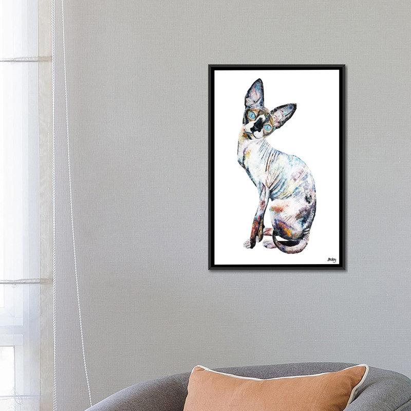 « larry », impression sur toile, H 26 po x l 18 po x P 1,5 po, Toile avec cadre noir, Pas de tapis