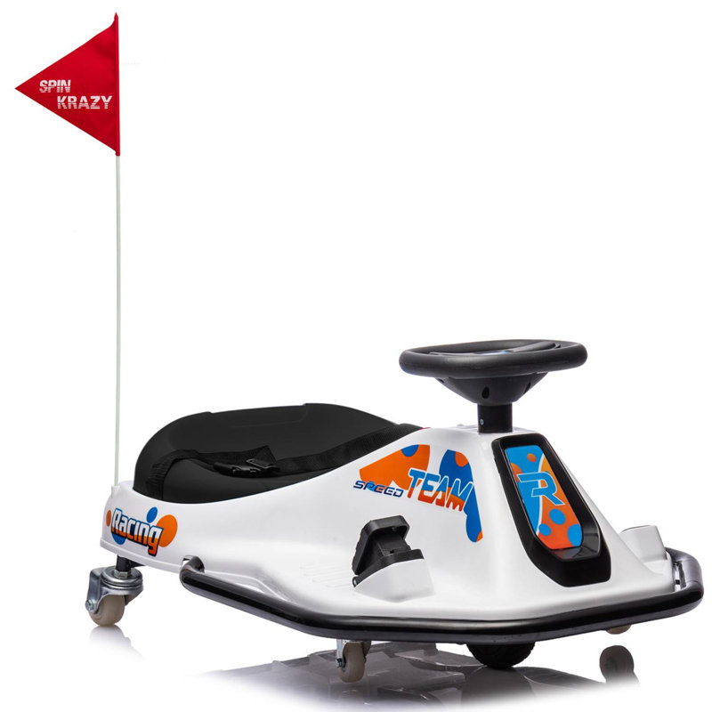 Kart électrique 24V pour enfants, voiture à 2 vitesses avec rotations à 360 °, musique, lumières, drapeaux, 5MPH, pour les enfants de 3 ans et plus
