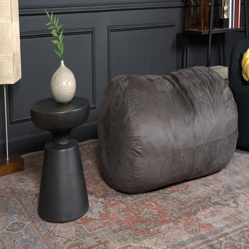 Fauteuil à billes cylindrique en suède de 4 pieds pour le salon - Gris anthracite