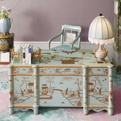 Ensemble de bureau et chaise peint
