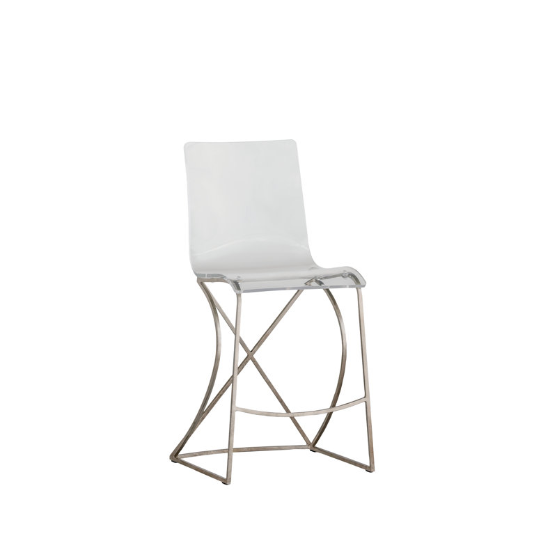 Gabby Johnson 21" Silver Clear Acrylic & Metal Counter Stool