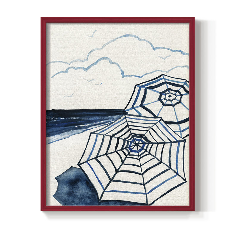 Reproduction encadrée côtière «Long Beach» - bois massif, H 21 po x l 17 po, Rouge