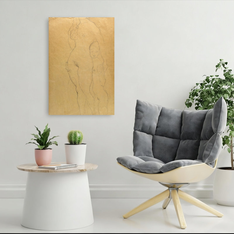 Tableau abstrait contemporain Mère et Fille, H 36 po x l 24 po