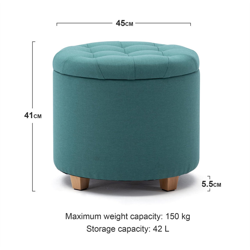 45cm Wide Solid Colour Footstool Ottoman, Green
