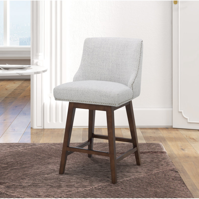 Tabouret de comptoir pivotant rembourré Orbay, Gris chiné