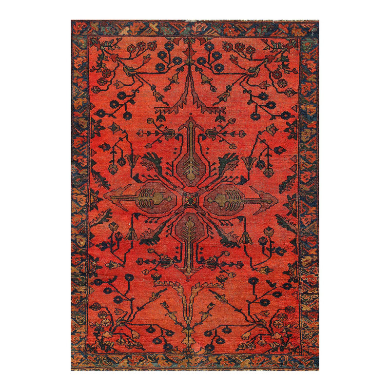 Kuth Cotton Oriental Area Rug in Rust
