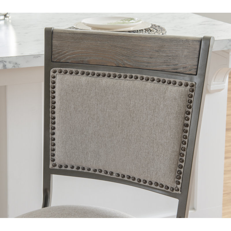 Luker 5-Piece Wood and Metal Counter Height Dining Set with Upholstered Swivel Stools
