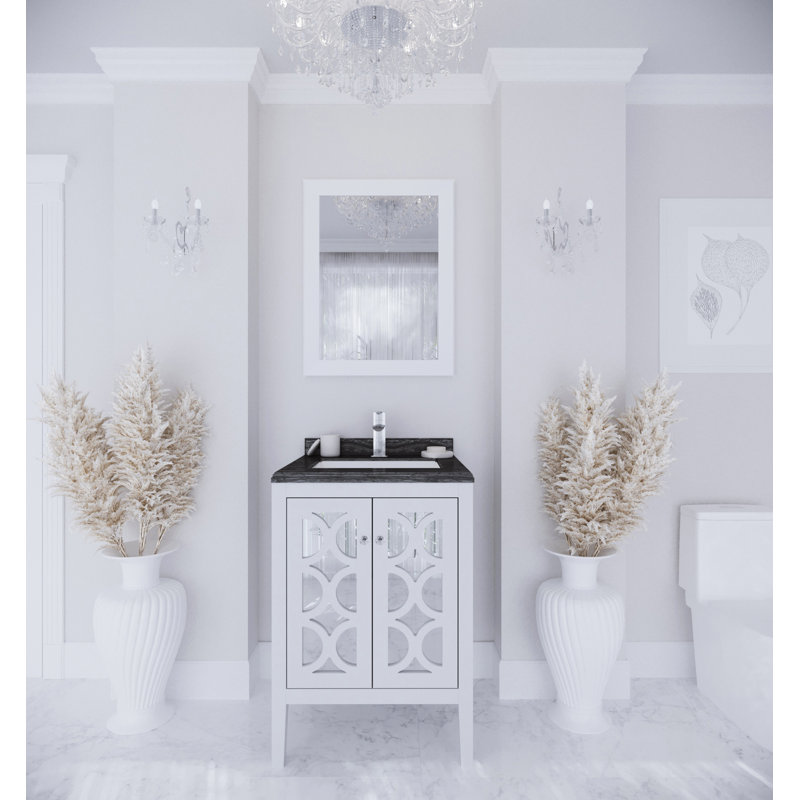 Ensemble de meuble-lavabo simple 24 po Caballero, Blanc, Bois noir