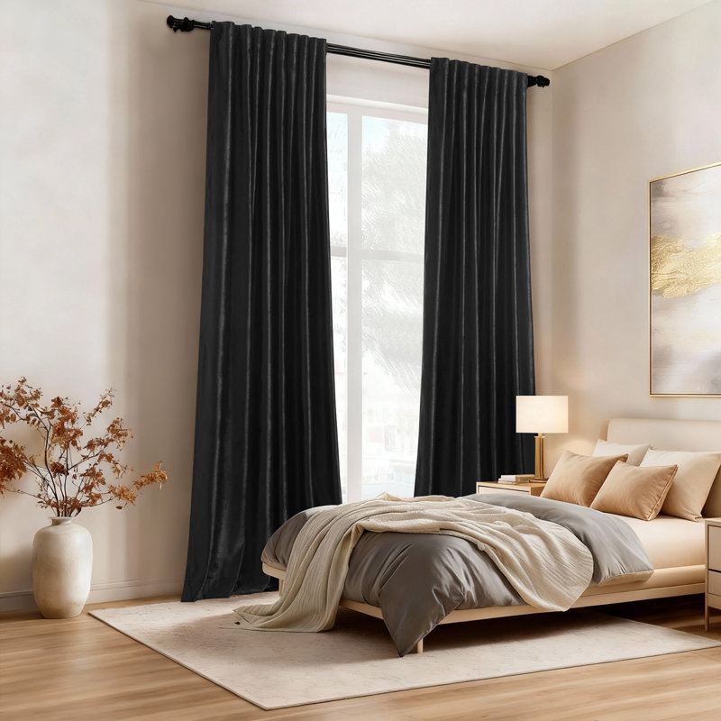 Rideaux isolants et isolants en velours de luxe. Pièce obscurcissant 75% à 95% avec passe-tringle à onglets pour salon (ensemble de 2)