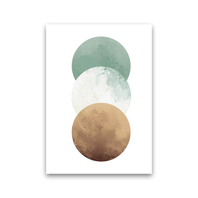 Green And Beige Watercolour Circles Abstract by Pixy Paper - Print