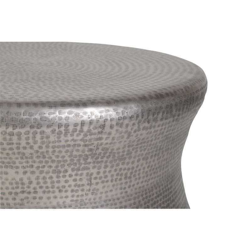 Gary Solid Wood Drum Coffee Table, Silver
