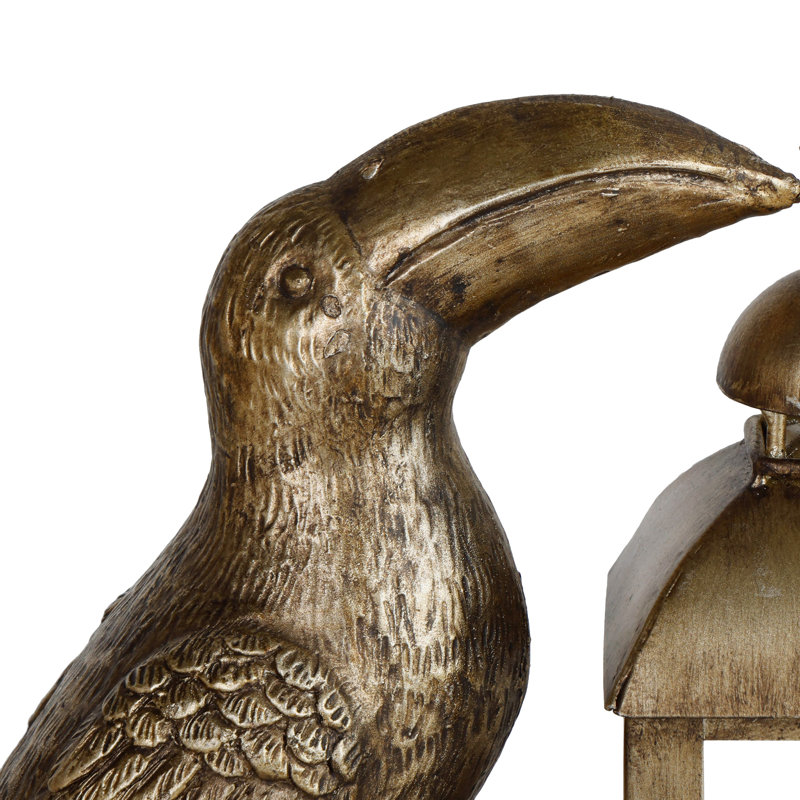 6.5" Garden Toucan Bird Statue Metal Tabletop Lantern