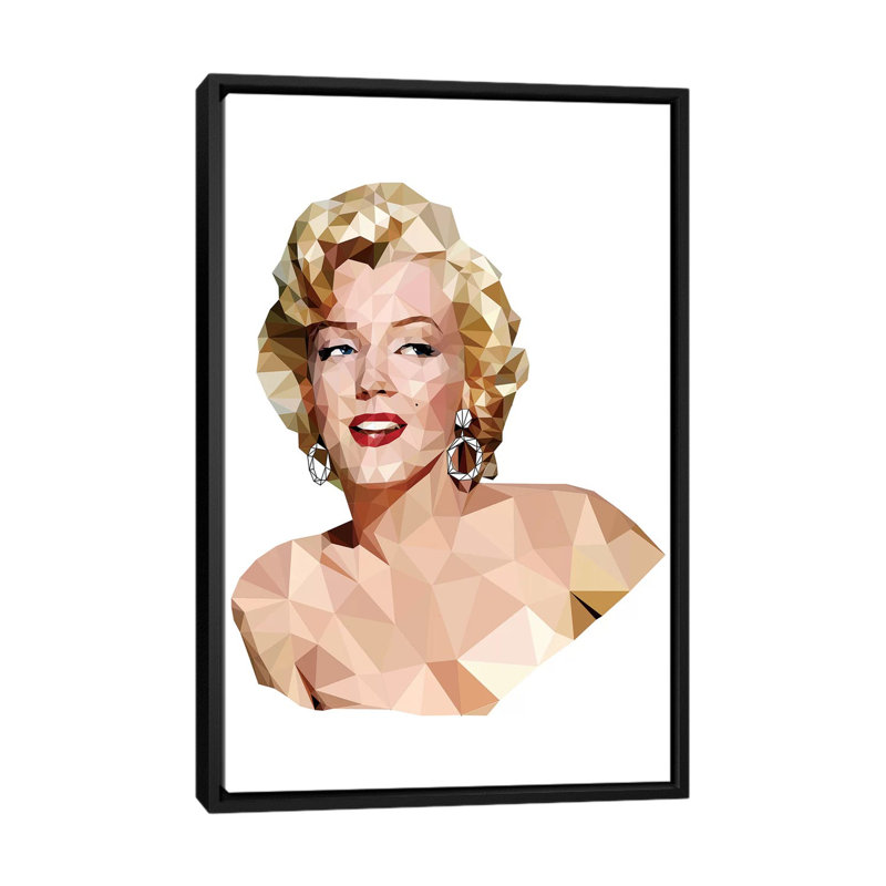 « geometric vector marilyn monroe », impression sur toile, Toile avec cadre noir, Pas de tapis, H 26 po x l 18 po x P 1,5 po