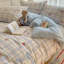 Housse de couette pour lit simple à motif écossais bleu et cerisier rouge-118763718