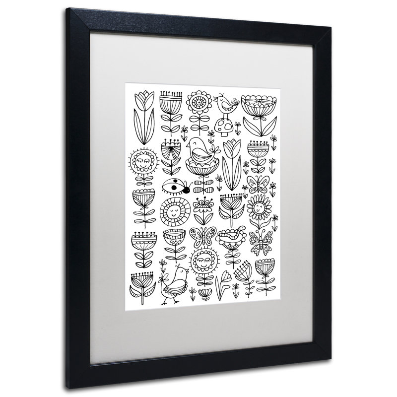 «Arbres et fleurs» par Arzel, impression encadrée, Blanc, H 20 po x l 16 po x P 0,5 po