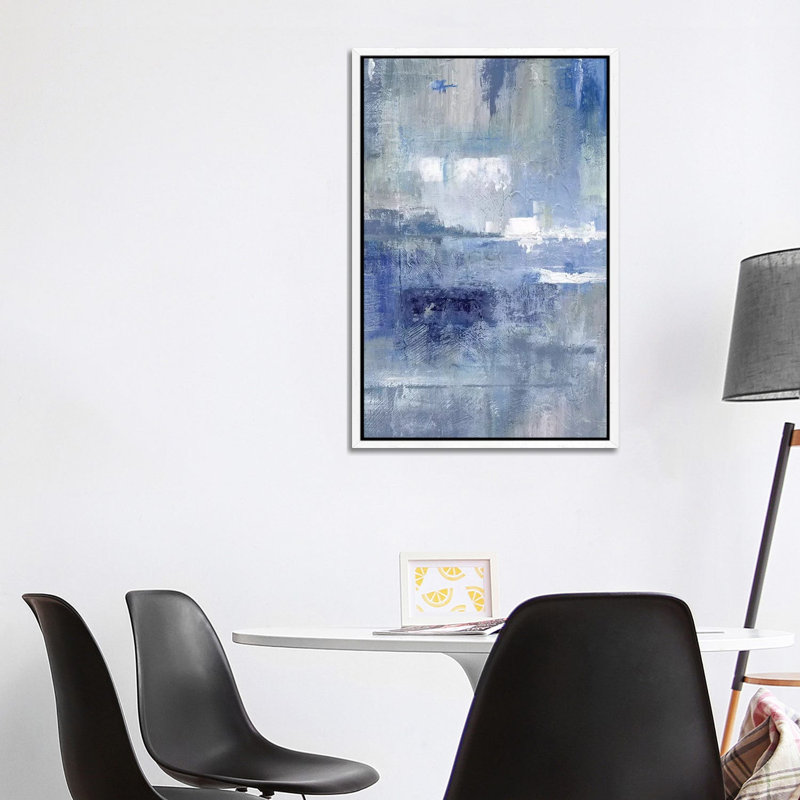 Bay View Indigo - Painting on Canvas, White Framed, 101.6 cm H x 66.04 cm W