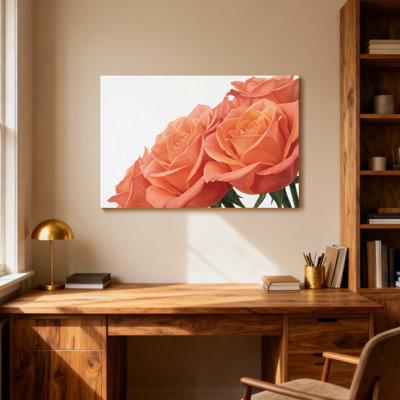 Plants & Flowers Orange Roses Floral Pattern Print