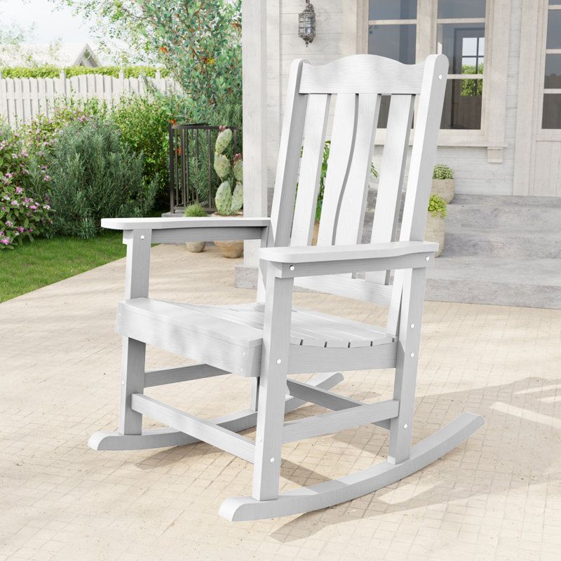 Chaise berçante d'extérieur en PEHD, Blanc