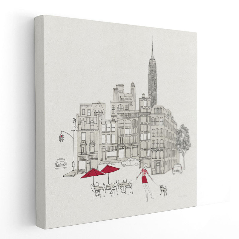 «World Cafe III - NYC Red», reproduction d'art sur toile, H 16 po x l 16 po
