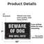 «Beware Of Dog» (paquet de 2) 7 po x 10 po