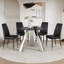 Ensemble de table de salle à manger de 42 pouces avec plateau en granit et pieds en acier inoxydable noir, jumelé à quatre chaises de salle à manger en polyuréthane-45400377-45400381-45400382