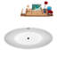 Baignoire de trempage autoportante en acrylique 63 po et plateau en bambou Streamline-90884927