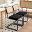 Ensemble de 4 chaises d'appoint en velours avec base en porte-à-faux chromée, noir classique
