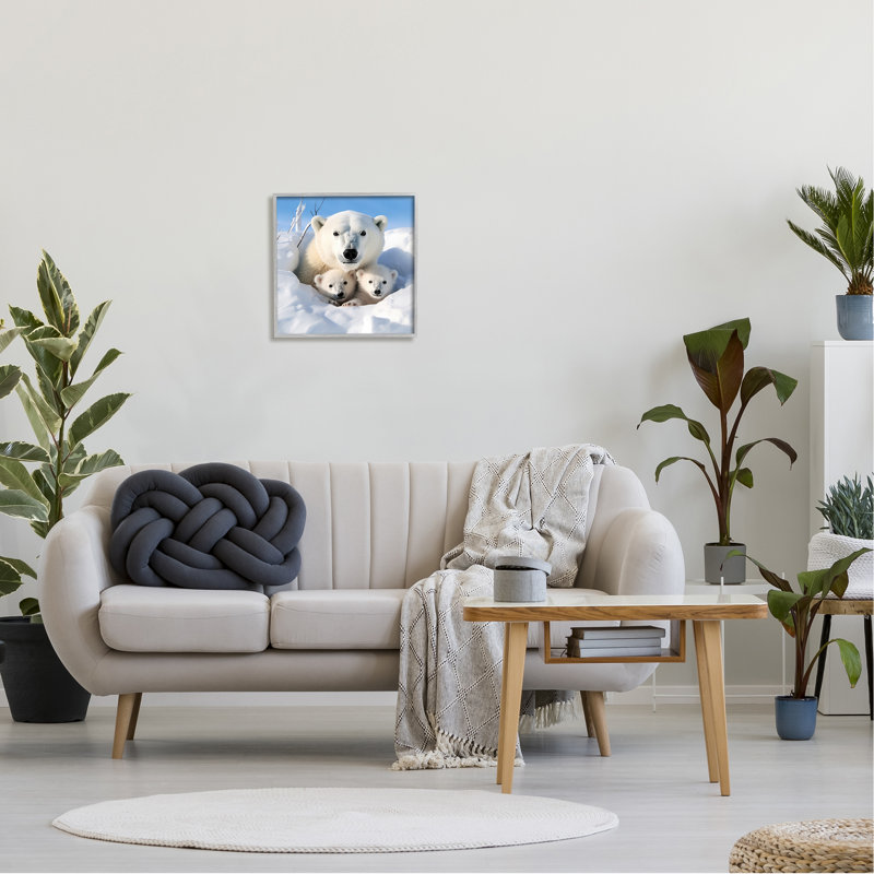 «Peeking Polar Bear & Cubs» par Ray Powers, reproduction de photo sur toile, H 12 po x l 12 po, Estampe numérique Farmhouse