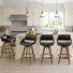 Jobani 19.1" W Faux Leather Swivel Upholstered Bar Stool with Solid Wood Frame (Set of 4)