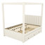 Lit plateforme double à baldaquin avec lit gigogne et trois tiroirs de rangement, beige-46879651